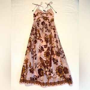Farm Rio Floral Pink and Brown Women's Dress